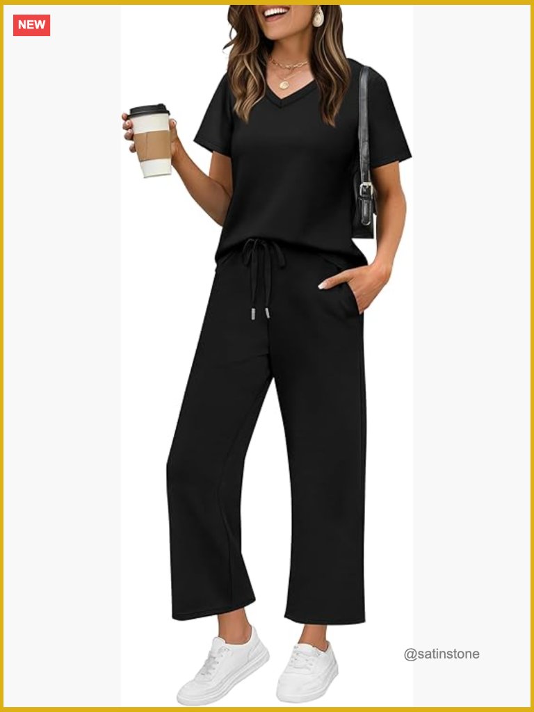 Summer Lounge Set Wide Leg Pants Matching Vacation Outfit